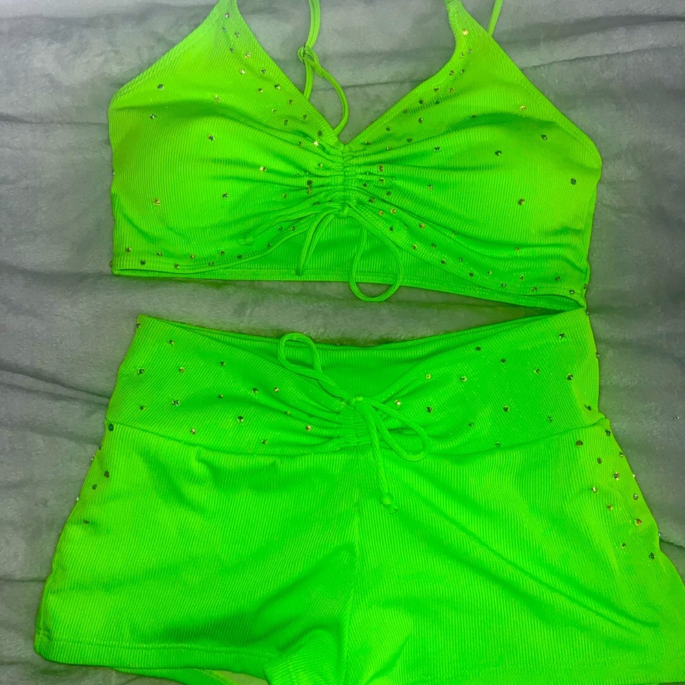 Neon Green Cheer/Dance Tryout Outfit